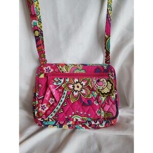 VERA BRADLEY PINK SWIRLS HIPSTER CROSSBODY PURSE 9x7  Adjustable Strap